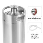 MRbrew Pressurized Mini Keg 128oz, 304 Stainlsee Steel Mini Kegerator with Exhaust Valve Designed Cap Portable Beer Growler for Homebrew And Craft Beer (Silver)