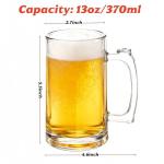 Komost 13oz Reusable Plastic Beer Mugs with Handle Set of 2, Clear Beer Stein Drinking Glasses Cups for Party Bar Home Hotel, Perfect for Whiskey Juice Cocktail Beverages