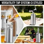 MRbrew Pressurized Mini Keg 128oz, 304 Stainlsee Steel Mini Kegerator with Exhaust Valve Designed Cap Portable Beer Growler for Homebrew And Craft Beer (Silver)
