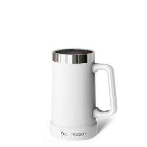 Frost Buddy Stein Buddy – 24oz Insulated Stainless Steel Beer Stein Mug with Handle – Keeps Beer Cold for Hours – Ideal for Tailgating, Parties, BBQs, and Gifts (White)