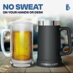 Frost Buddy Stein Buddy – 24oz Insulated Stainless Steel Beer Stein Mug with Handle – Keeps Beer Cold for Hours – Ideal for Tailgating, Parties, BBQs, and Gifts (White)