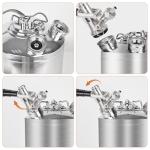 Togarhow 2.5 Gallon 10L Cleaning Keg Stainless Steel Beer Line Cleaner with 2D Coupler Keg Line Cleaning Kit Cleaning Keg for Beer Line Cleaning