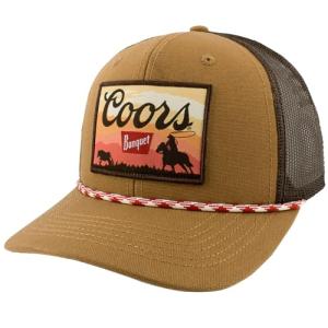 Coors Banquet Rodeo Sunset Woven Patch Canvas Rope Hat Multicolor