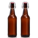Ldylayi 16oz 2 Pack Amber Glass Beer Bottles with Airtight Rubber Seal Flip Caps,Swing Top Glass Bottles for Home Brewing, Kombucha, Beverages, Oil, Vinegar, Vanilla Extract,Water, Soda, Kefir