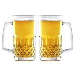Komost 33oz Plastic Beer Mugs with Handles Set of 2, Clear Resuable Large Beer Stein Drinking Glasses Cups for Party Bar Home Hotel, Perfect for Whiskey Juice Cocktail Beverages