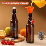Ldylayi 16oz 2 Pack Amber Glass Beer Bottles with Airtight Rubber Seal Flip Caps,Swing Top Glass Bottles for Home Brewing, Kombucha, Beverages, Oil, Vinegar, Vanilla Extract,Water, Soda, Kefir