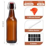 Ldylayi 16oz 2 Pack Amber Glass Beer Bottles with Airtight Rubber Seal Flip Caps,Swing Top Glass Bottles for Home Brewing, Kombucha, Beverages, Oil, Vinegar, Vanilla Extract,Water, Soda, Kefir