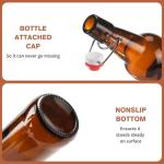 Ldylayi 16oz 2 Pack Amber Glass Beer Bottles with Airtight Rubber Seal Flip Caps,Swing Top Glass Bottles for Home Brewing, Kombucha, Beverages, Oil, Vinegar, Vanilla Extract,Water, Soda, Kefir