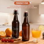 Ldylayi 16oz 2 Pack Amber Glass Beer Bottles with Airtight Rubber Seal Flip Caps,Swing Top Glass Bottles for Home Brewing, Kombucha, Beverages, Oil, Vinegar, Vanilla Extract,Water, Soda, Kefir