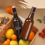 Ldylayi 16oz 2 Pack Amber Glass Beer Bottles with Airtight Rubber Seal Flip Caps,Swing Top Glass Bottles for Home Brewing, Kombucha, Beverages, Oil, Vinegar, Vanilla Extract,Water, Soda, Kefir