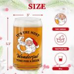 Funny Christmas Beer Glasses for Men Women, 16 oz Holiday Glass Drinking Mug, White Elephant Gifts for Dad Husband Son Grandpa, Christmas Glass Cup Party Supplies Table Decor Stocking Stuffer