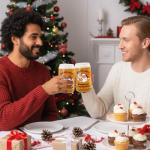 Funny Christmas Beer Glasses for Men Women, 16 oz Holiday Glass Drinking Mug, White Elephant Gifts for Dad Husband Son Grandpa, Christmas Glass Cup Party Supplies Table Decor Stocking Stuffer