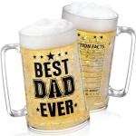 Potchen 1 Pcs Dad Beer Glasses for Freezer 15 oz, Double Wall Insulated Freezable Beer Mug for Home Bar, Christmas Birthday Retirement Gift for Dad Father Husband Men(Classic)