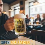 Potchen 1 Pcs Dad Beer Glasses for Freezer 15 oz, Double Wall Insulated Freezable Beer Mug for Home Bar, Christmas Birthday Retirement Gift for Dad Father Husband Men(Classic)