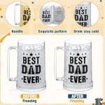 Potchen 1 Pcs Dad Beer Glasses for Freezer 15 oz, Double Wall Insulated Freezable Beer Mug for Home Bar, Christmas Birthday Retirement Gift for Dad Father Husband Men(Classic)