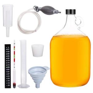 Mead Making Kit for Beginners 1 Gallon Home Brewing Kit with Glass Fermentation Jar Siphon Airlock Stopper Temperature Labe Funnel Hydrometer Reusable DIY Honey Wine Starter Set