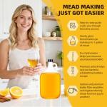 Mead Making Kit for Beginners 1 Gallon Home Brewing Kit with Glass Fermentation Jar Siphon Airlock Stopper Temperature Labe Funnel Hydrometer Reusable DIY Honey Wine Starter Set