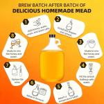Mead Making Kit for Beginners 1 Gallon Home Brewing Kit with Glass Fermentation Jar Siphon Airlock Stopper Temperature Labe Funnel Hydrometer Reusable DIY Honey Wine Starter Set