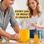 Mead Making Kit for Beginners 1 Gallon Home Brewing Kit with Glass Fermentation Jar Siphon Airlock Stopper Temperature Labe Funnel Hydrometer Reusable DIY Honey Wine Starter Set