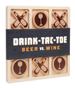 Chronicle Books Drink-Tac-Toe: Beer Vs. Wine (Tic Tac Toe Drinking Game, Wooden Tic Tac Toe Board Game)