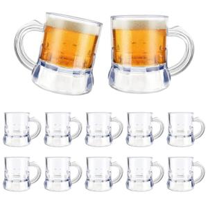 ZZYFGH Mini Beer Mugs, 1 Oz Clear Plastic Shot Glasses Beer Mug with Handles for Party (12 Pieces)