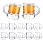ZZYFGH Mini Beer Mugs, 1 Oz Clear Plastic Shot Glasses Beer Mug with Handles for Party (12 Pieces)