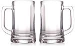 BothEarn Dimple Beer Mug Set of 2 - Clear Heavy Thick Pub Glass with Large Handle - Stein Cup for Craft Beer Lover,12 oz