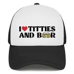 Ozrhuve I Love Titties and Beer Drinking Hat Funny Hat Gag Gifts Men Women Baseball Cap
