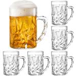 Peohud 6 Pack Plastic Beer Mugs, 20 Oz Beer Stein Glasses with Handle, Clear Large Drinking Cups for Bar, Cocktail, Alcohol, Beverages, Milk, Juice, Soda