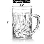 Peohud 6 Pack Plastic Beer Mugs, 20 Oz Beer Stein Glasses with Handle, Clear Large Drinking Cups for Bar, Cocktail, Alcohol, Beverages, Milk, Juice, Soda