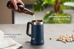 KooK Beer Stein, Stainless Steel Coffee Mug, Tumbler with Thermal Vacuum Insulation, Big Grip, Adventure, Double Walled Drinking Cup, Large Handle, Shatterproof, Navy Blue, 24 oz