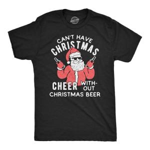 Funny Christmas Drinking Shirt for Men – Santa Holding Beer Holiday Graphic – Comfortable Cotton Blend Material – Ideal for Winter Parties Holiday Gatherings and Casual Wear Black L