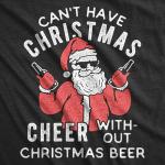 Funny Christmas Drinking Shirt for Men – Santa Holding Beer Holiday Graphic – Comfortable Cotton Blend Material – Ideal for Winter Parties Holiday Gatherings and Casual Wear Black L