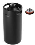 Pressurized Stainless Steel Mini Keg Growler, 128oz Matte Black Mini Beer Keg, Carbonated Beer Growler Mini Kegerator with Non-Slip Keg Cap & Silicone Hose, Portable Beer Growler for Picnic Party