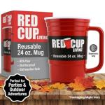 Red Cup Living 24 Oz Beer Mug | BPA FREE Double Wall Insulated, Patented Design, Unbreakable Beer Stein with Big Handle, Dishwasher Safe| Root Beer Mug | Christmas Party, Holiday Gift Cups