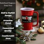 Red Cup Living 24 Oz Beer Mug | BPA FREE Double Wall Insulated, Patented Design, Unbreakable Beer Stein with Big Handle, Dishwasher Safe| Root Beer Mug | Christmas Party, Holiday Gift Cups