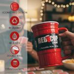 Red Cup Living 24 Oz Beer Mug | BPA FREE Double Wall Insulated, Patented Design, Unbreakable Beer Stein with Big Handle, Dishwasher Safe| Root Beer Mug | Christmas Party, Holiday Gift Cups