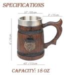 Large Viking Beer Mug With Handles – 18 Oz Medieval Pirate Cup Heavy Viking Beer Stein for Men, Unique Gift for Christmas, Father’s Day, Birthday & Anniversary (Resin & Stainless Steel)