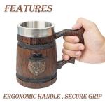 Large Viking Beer Mug With Handles – 18 Oz Medieval Pirate Cup Heavy Viking Beer Stein for Men, Unique Gift for Christmas, Father’s Day, Birthday & Anniversary (Resin & Stainless Steel)