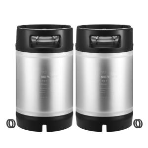 VEVOR Corny Keg, 2.5 Gallon Ball Lock Keg, SUS304 Cold Brew Kegs with Dual Rubber Handles & Heavy-Duty Rubber Bottom, Brewing Equipment for Home Brewing Party, 2 PCS
