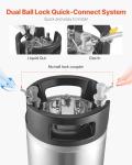 VEVOR Corny Keg, 2.5 Gallon Ball Lock Keg, SUS304 Cold Brew Kegs with Dual Rubber Handles & Heavy-Duty Rubber Bottom, Brewing Equipment for Home Brewing Party, 2 PCS