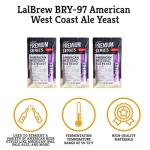 Craft A Brew - LalBrew BRY-97™American West Coast Ale Yeast - American Beer Dry Yeast - For Craft Lagers - Ingredients for Home Brewing - Beer Making Supplies - (3 Pack)