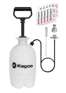 Kegco 1 Gallon Homebrew Hand Pump Pressurized Kegerator Cleaning Kit w/No-Rinse Cleaner