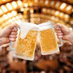 Fasmov Freezer Beer Mugs, 4 Pack Clear Double Wall Gel Frosty Ice Mugs with Gel, Plastic Beer Mugs with Handles for Freezer, Parties and Gifts, 16oz