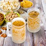 Fasmov Freezer Beer Mugs, 4 Pack Clear Double Wall Gel Frosty Ice Mugs with Gel, Plastic Beer Mugs with Handles for Freezer, Parties and Gifts, 16oz