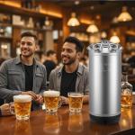 VEVOR Cleaning Keg, 5 Gallon/19L Keg Line Cleaning Kit with 4 D Coupler Connections & Rubber Base, Beer Lines Cleaner Used for Beer Line Cleaning, 304 Stainless Steel Kegerator Beers Lines Cleaner Kit