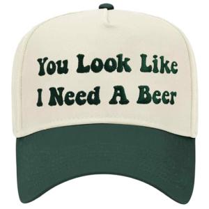 You Look Like I Need A Beer Funny Trucker Hats Embroidered Vintage Snapback Hat for Women and Men Gag Gifts Baseball Cap
