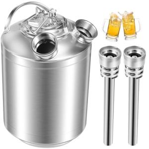 Dbgogo 2.5 Gallon Kegerator Cleaning Kit, 304 Stainless Steel Beer Line Cleaning Kit with 2 D Coupler Keg Cleaning Kit Beer Line Cleaner with Ergonomic Carry Handle Pressure Release Valve Lid