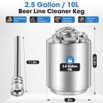 Dbgogo 2.5 Gallon Kegerator Cleaning Kit, 304 Stainless Steel Beer Line Cleaning Kit with 2 D Coupler Keg Cleaning Kit Beer Line Cleaner with Ergonomic Carry Handle Pressure Release Valve Lid
