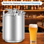 Dbgogo 2.5 Gallon Kegerator Cleaning Kit, 304 Stainless Steel Beer Line Cleaning Kit with 2 D Coupler Keg Cleaning Kit Beer Line Cleaner with Ergonomic Carry Handle Pressure Release Valve Lid